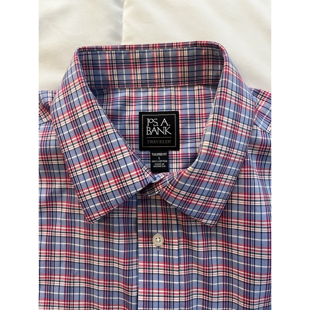 Jos. A. Bank Men's Traveler Tailored Fit Dress Shirt Plaid Large (066)
